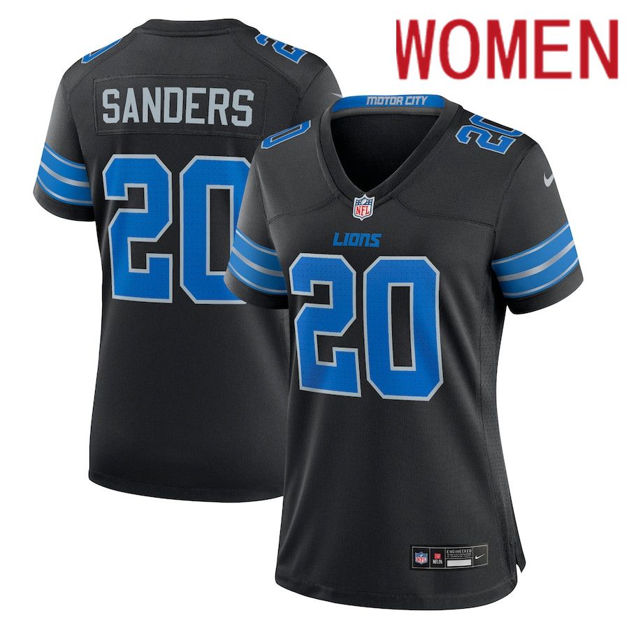 Women Detroit Lions #20 Barry Sanders Nike Black 2nd Alternate Retired Player Game NFL Jersey->women nfl jersey->Women Jersey
